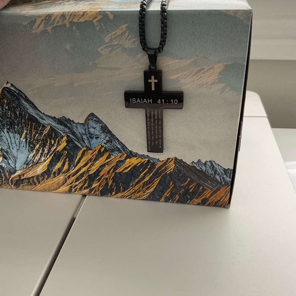 Stainless Steel Black Cross Pendant Necklace